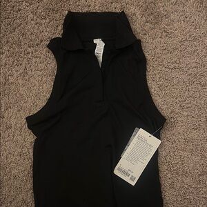 Black Sleeveless Polo Top